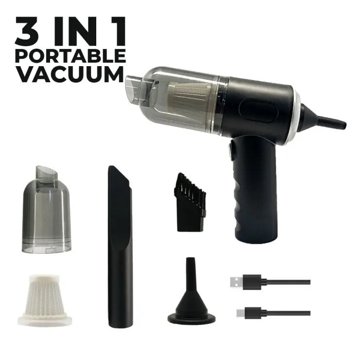 3 In 1 Car Vacuum Cleaner Blower And Baloon Pump – Powerful Rechargeable Multi-functional And Wireless – Mini Vacuum Cleaner For Carpet, Car, Home, Office, Pet Hair, Sofa – Keyboard Cleaner