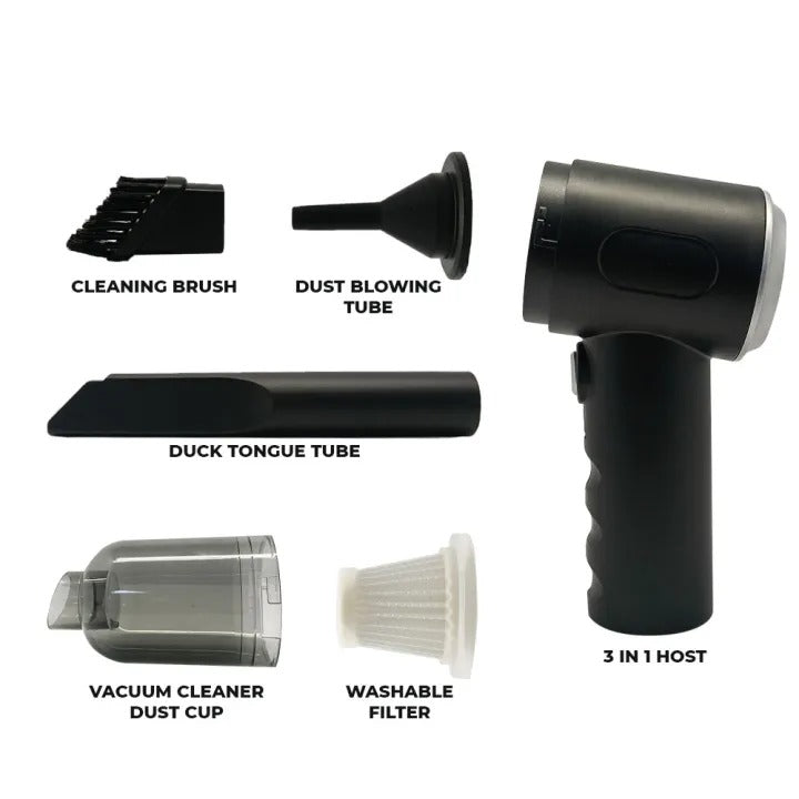 3 In 1 Car Vacuum Cleaner Blower And Baloon Pump – Powerful Rechargeable Multi-functional And Wireless – Mini Vacuum Cleaner For Carpet, Car, Home, Office, Pet Hair, Sofa – Keyboard Cleaner